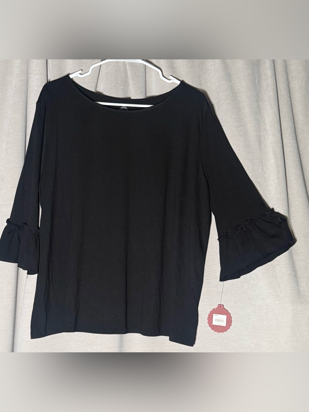 SO Authentic American Heritage Black Ruffle Bell Sleeve Blouse Top NWT 1X